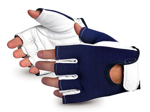VIBGHFV Superior Glove Vibrastop™ Goatskin Leather Palm Half-Finger Vibration-Dampening Gloves